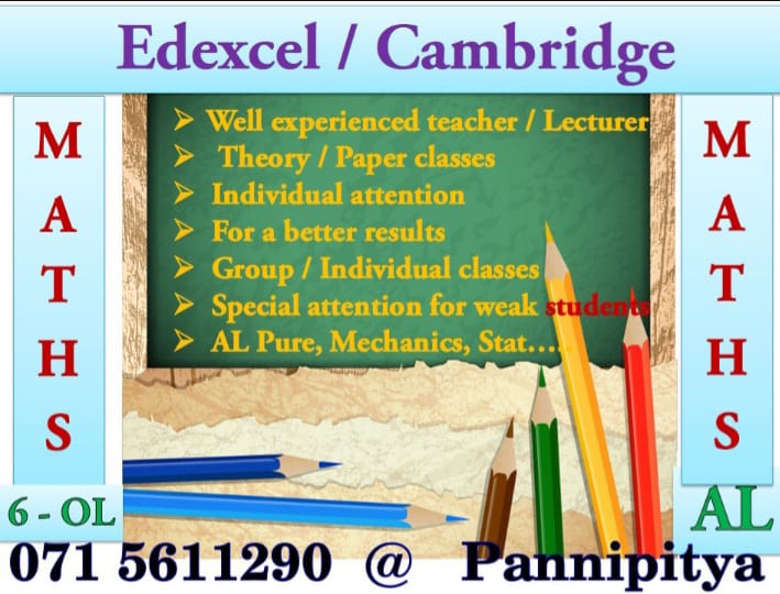 Maths Classes for Grade 6 to O/L and Edexcel/Cambridge Exams